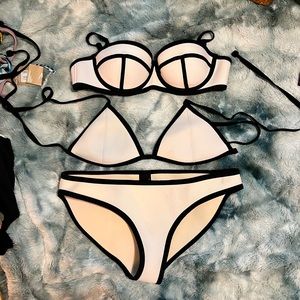 3 piece White Triangl Bikini Sets